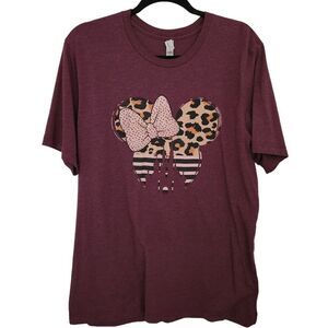 Belle Canvas Womens Graphic Shirt Sleeve T-Shirt Minnie Ears Castle Size XL